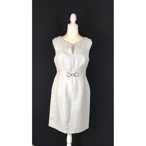 Connected Apparel Womens‎ Size 6 Tweed Sheath Dress Gray Silver Metallic Career